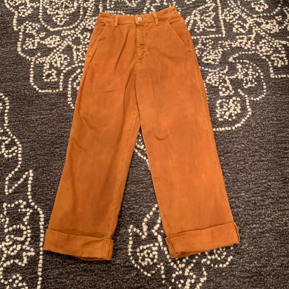 Free People On My Mind Cropped Cuff Wide Leg High Rise Pant, Size 26 - Picture 3 of 7